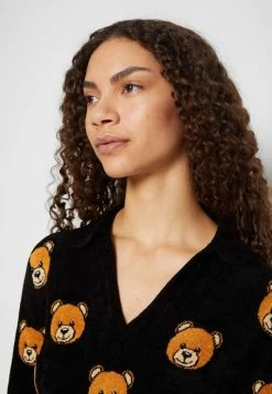 MOSCHINO INTARSIA TEDDY BEAR - Jumper Dress - Black -MOSCHINO SHOP ba59134c03ed4a4ca3b834443a3705eb