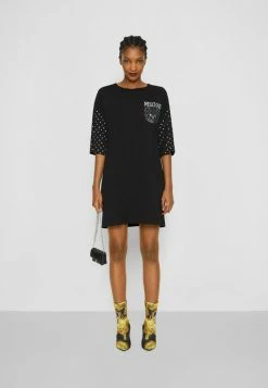 MOSCHINO CRYSTAL TEDDY BEAR - Jersey Dress - Black -MOSCHINO SHOP c0c021fd1bba4a8fa2e14b2a38c89440