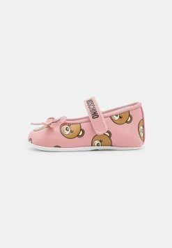 MOSCHINO NEWBORN MARY JANE TEDDY BEAR ALL OVER PRINT - First Shoes - Pink