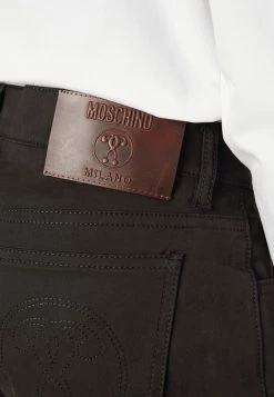 MOSCHINO MATTE EMERIZED - Trousers - Black -MOSCHINO SHOP c26a47f368384a3fb8692952f34fcb7f