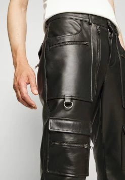 MOSCHINO TROUSERS - Leather Trousers - Black -MOSCHINO SHOP c30d64cc98d9433683d4f13f600e434f