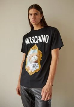 MOSCHINO MIRROR BEAR - Print T-shirt - Black