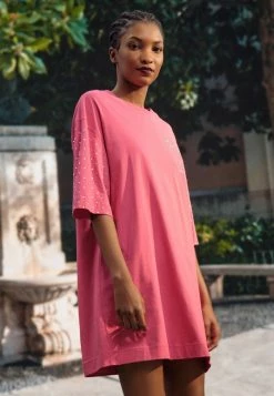 MOSCHINO CRYSTAL TEDDY BEAR - Jersey Dress - Fucsia