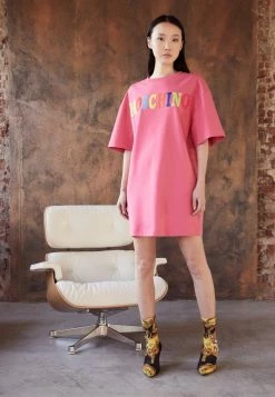 MOSCHINO LOGO - Jersey Dress - Fucsia