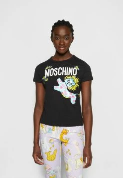 MOSCHINO SATIN ANIMAL PATCHES - Print T-shirt - Black -MOSCHINO SHOP d2d6641c779b4ee682e28ab01208bf34