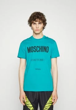 MOSCHINO Print T-shirt - Turquoise -MOSCHINO SHOP d3c5033ef64546d6a502f1220af55d7f