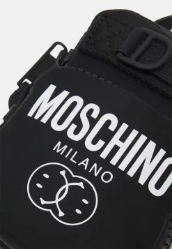MOSCHINO DOUBLE SMILE LOGO - Across Body Bag - Fantasy Black -MOSCHINO SHOP da96034d57a04f8c83fbd875d164f64e