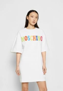 MOSCHINO LOGO - Jersey Dress - White -MOSCHINO SHOP dc55b9f1bf3c4dbcbe49b43a5919289c