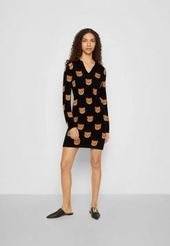 MOSCHINO INTARSIA TEDDY BEAR - Jumper Dress - Black -MOSCHINO SHOP de34942d328741f3a62263ec6c45ed5d