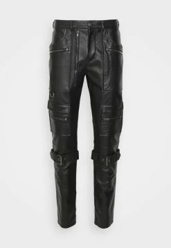 MOSCHINO TROUSERS - Leather Trousers - Black -MOSCHINO SHOP e12c8fd1cbad4ec89d2c85c674352f1b