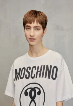 MOSCHINO INSTITUTIONAL LOGOS - Print T-shirt - White -MOSCHINO SHOP eae8c1ca1d6e4495a4dc19ddcaf27976