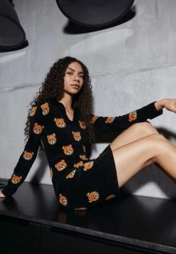 MOSCHINO INTARSIA TEDDY BEAR - Jumper Dress - Black