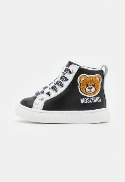 MOSCHINO MID SOLE LACE TEDDY BEAR PATCH - High-top Trainers - Black/white