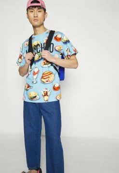 MOSCHINO Print T-shirt - Light Blue -MOSCHINO SHOP f423f109ded44ffba3cdb46c0f75e974