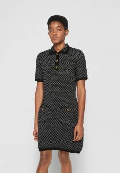 MOSCHINO TEDDY BUTTONS - Jumper Dress - Black -MOSCHINO SHOP f7cc29202ac44eb7b0e25e81acc37c69