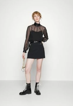 MOSCHINO BONDAGE BUCKLE - Mini Skirt - Black -MOSCHINO SHOP fa99fe83a7e24f72a1a4c338f1ba86e7